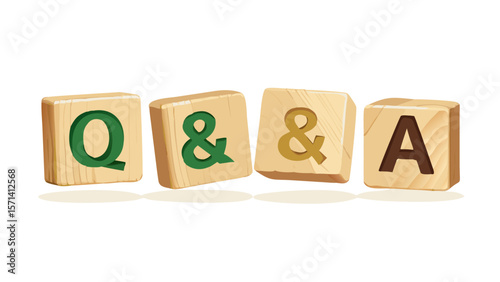 Q&A written on wooden blocks.QA - word concept written on wooden cubes or blocks on a light background
