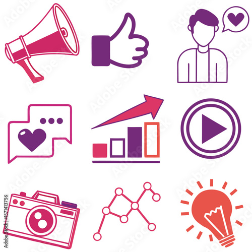 Social Media & Marketing Icons , Gradient Vector Icons 