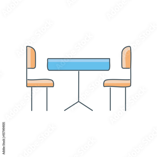 A Simple Illustration of a Table with Chairs. Two chairs sit opposite each other, flanking a table