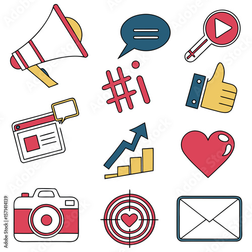 Social Media & Marketing Icons , Gradient Vector Icons 