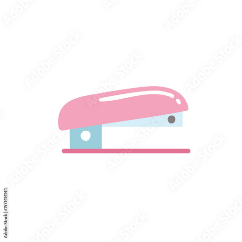 A charming pink stapler on a plain background, ready for any office task. The design is simple and cute