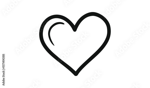 Simple hand drawn black outline heart shape on a clean white background