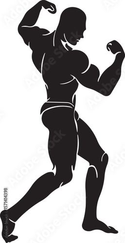 Print Bodybuilder Posing - Silhouette