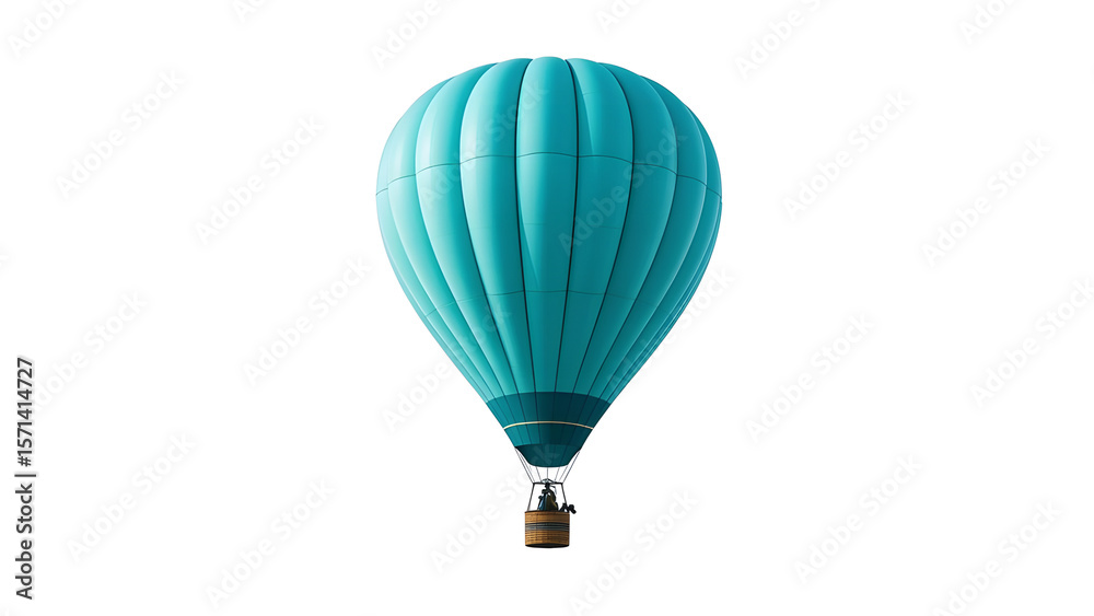Fototapeta premium Stock photo of turquoise hot air balloon isolated on white background for travel and adventure themes use 100 on transparent background