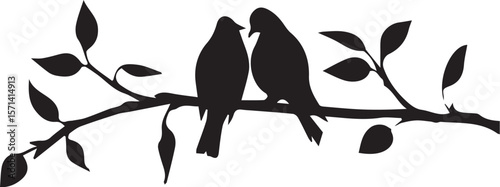 Print Two Birds on a Branch Silhouette