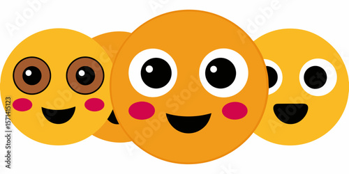 A vibrant vector illustration features a set of funny cartoon animal smileys with diverse expressions and cute, lovable faces