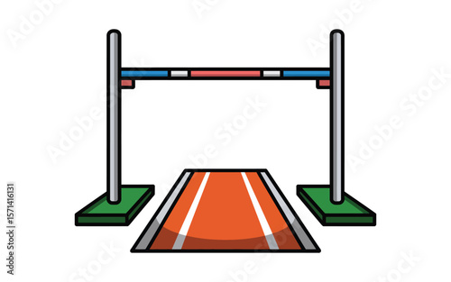 Colorful high jump setup with white background

