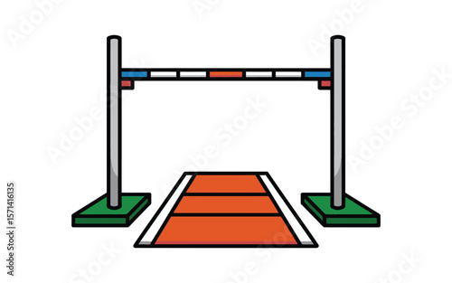 Sports competition high jump setup flat cartoon

