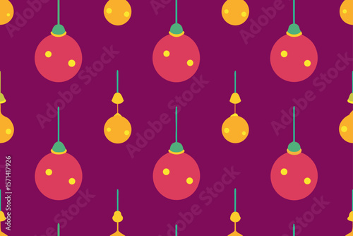 Seamless Repeating Vector Of Hanging Baubles And Candles