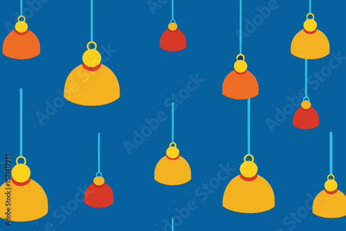 Seamless Repeating Vector Of Hanging Baubles And Candles