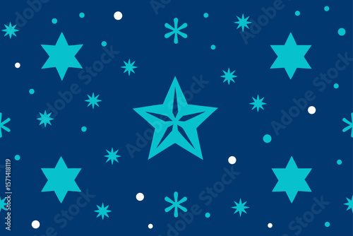 Decorative Stars And Snowflake Seamless Background
