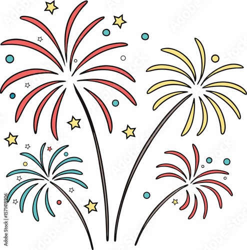 "Firecracker and Sparkler Icon Set – Colorful Vector Collection for Celebrations"
"Firecracker and Sparkler Icon Set – Colorful Vector Collection for Celebrations"
"Fireworks Display Behind Landmark –