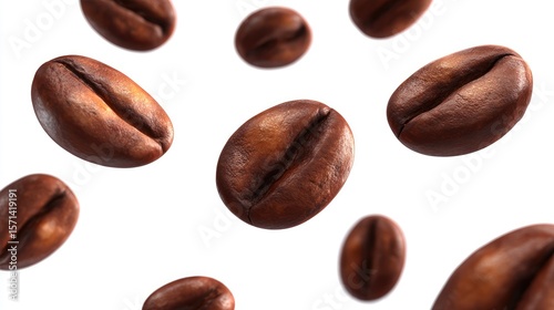 Wallpaper Mural Falling coffee beans captured in ultra-realistic detail against a white background with ample space for creative text placement and design Torontodigital.ca