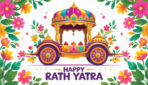 creative  illustration of Rath Yatra for Lord  Jagannath indian festival Holiday  concept background celebrated in Odisha,  vector banner poster greeting card