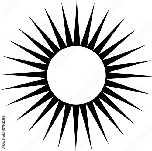 Geometric sunburst with sharp rays black silhouette vector illustration
