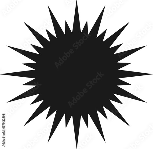 Geometric sunburst with sharp rays black silhouette vector illustration
