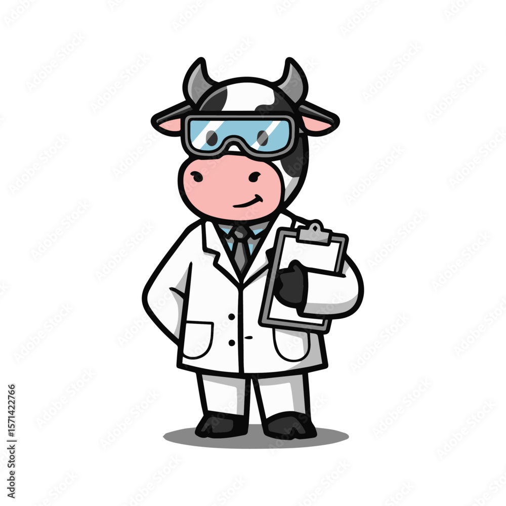 Fototapeta premium A Cow Doctor Mascot, Cute Vector Mascot, Flat Vector Art.