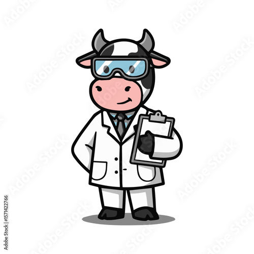 A Cow Doctor Mascot, Cute Vector Mascot, Flat Vector Art.