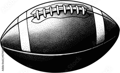 Black and white sketch of an american football ball with texture details. Vector illustration
