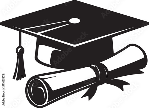 Graduation cap diploma hat education school student, university graduate college icon academic degree vector success learning