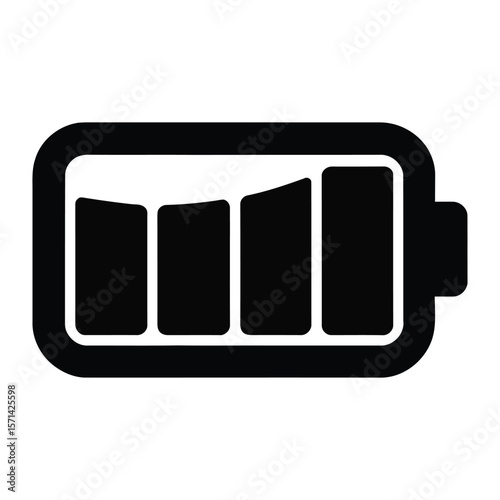 Black Battery Icon Four Fifth Full Charge Indicator Symbol vector