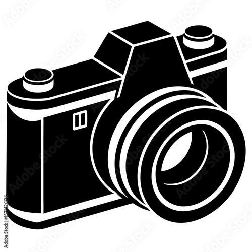 vector bellows camera with lens silhouette