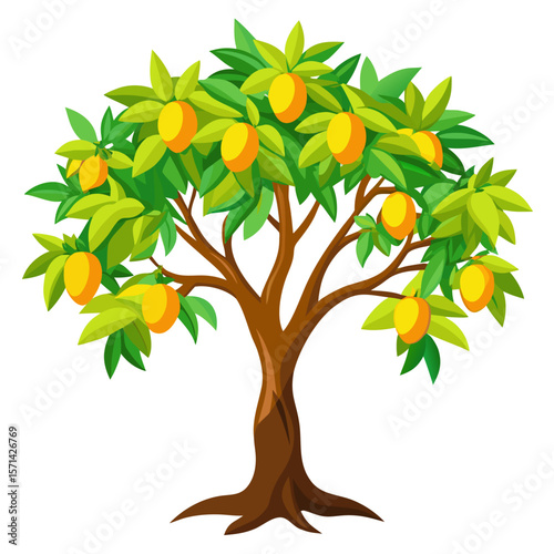 Mango tree Vector on white background