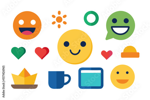 set of funny cartoon smileys emoji 