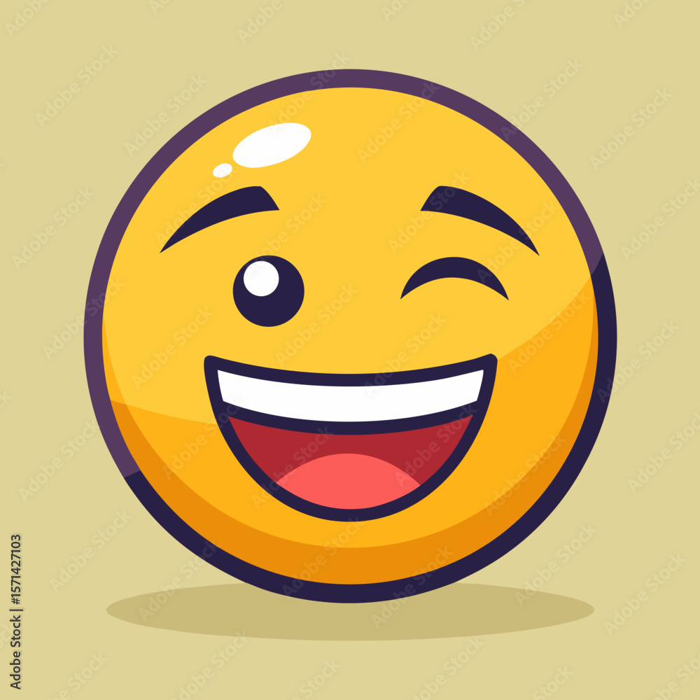 Fototapeta premium Winking Smiley Emoji vector illustration