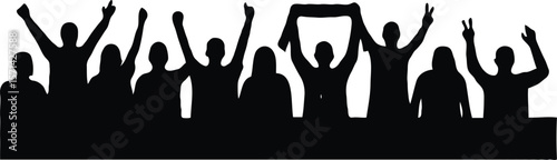 Celebrating Crowd A Silhouette of Joyful Fans