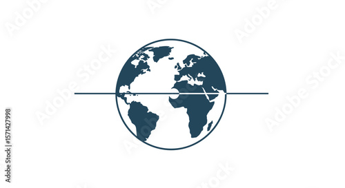 Globe illustration with outline indicating equinox day concept  