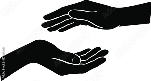 Silhouette of Two Hands Reaching, Symbolizing Support, Help, and Community