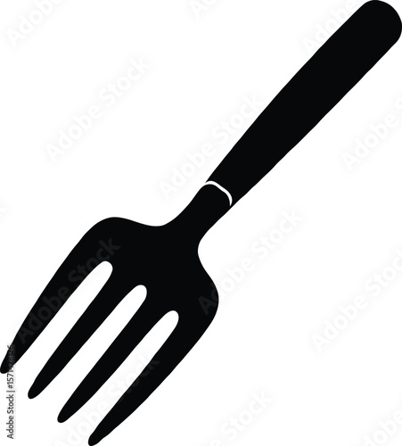 Simple Black Silhouette of a Gardening Hand Fork Tool