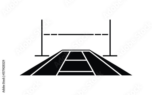 Minimalist long jump pit icon in black and white



