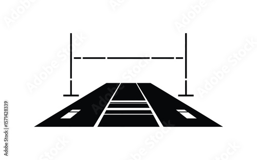 Long jump runway and bar vector