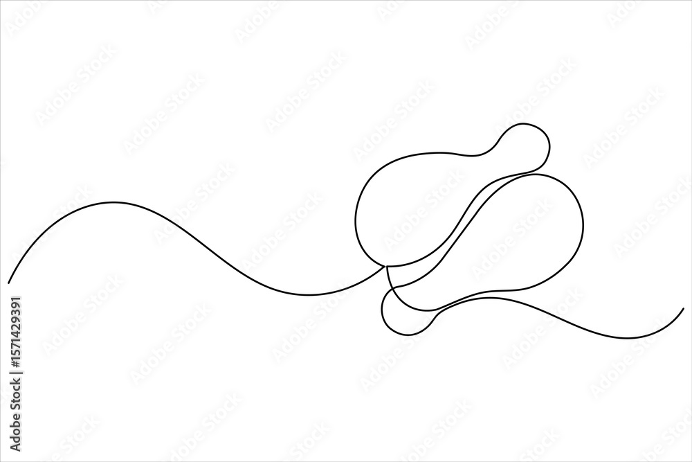 Obraz premium Fried chicken drumstick continuous one line drawing of white background with minimalist outline style