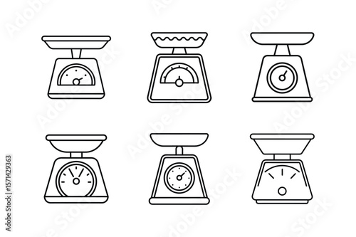 food scale line art vector illustration