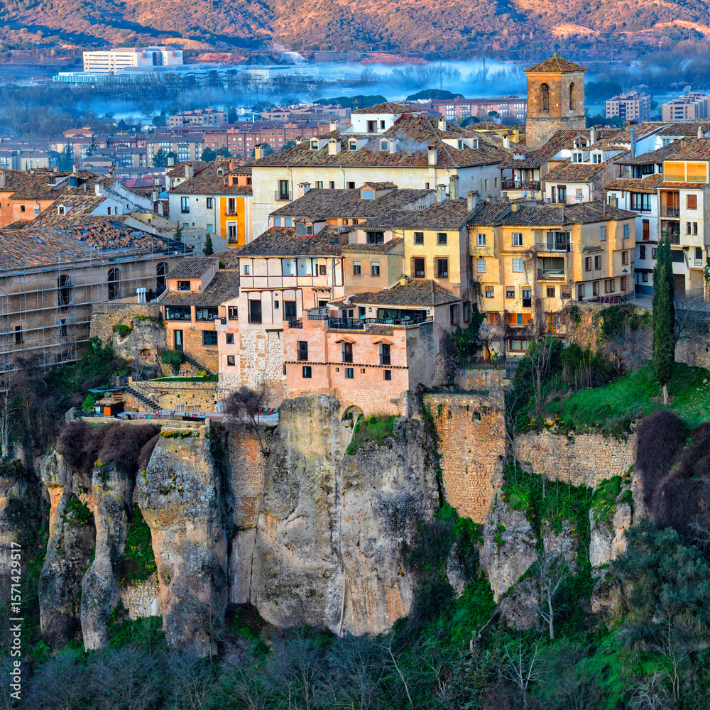 Fototapeta premium Spain. Cuenca, Castile La Mancha. Ancient architecture of the historic city. Travel and tourism in Spanish cities 