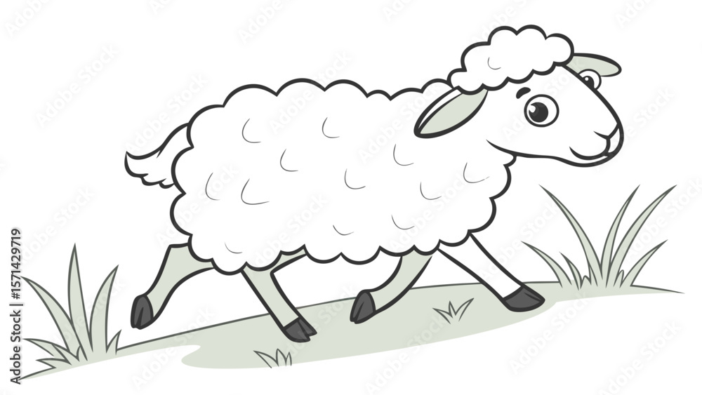 Obraz premium vector-illustration-of-a-walking-sheep (1).svg