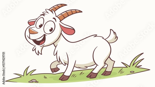 vector Cartoon of a happy goat