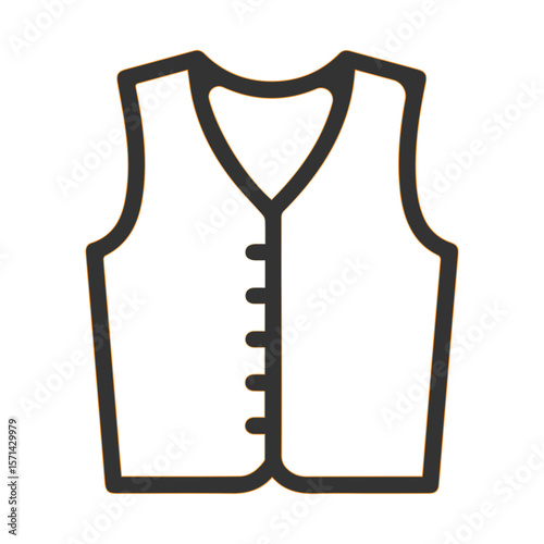 Simple line art icon of a classic sleeveless vest with buttons