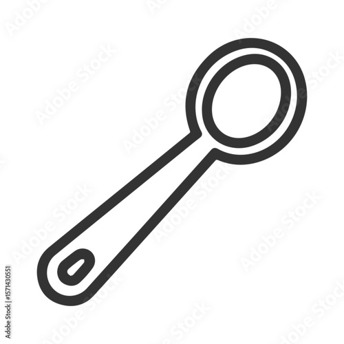 Simple outline icon of a spoon with a hole in the handle on a white background