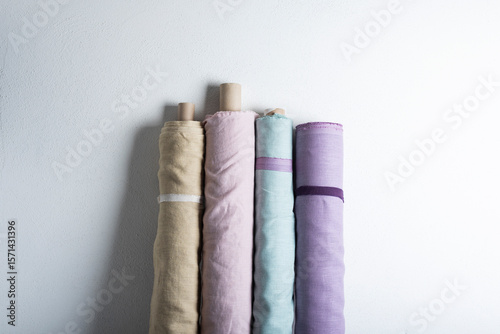 Rolls of natral linen fabric