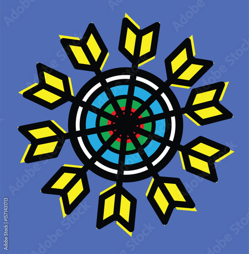 Mandala Style Archery Target with Arrow Pattern