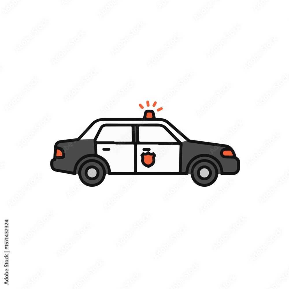 A police car illustration, an emblem of law enforcement. A police car illustration, an emblem of law enforcement.