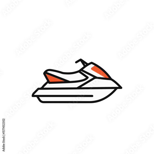 Jet ski icon, watercraft illustration. 