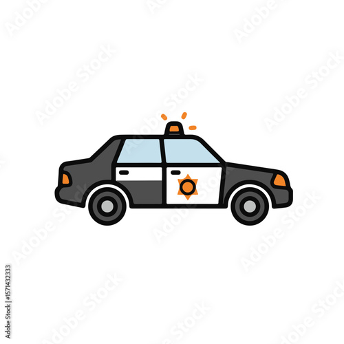 An image of a police car icon in a minimalist style. 