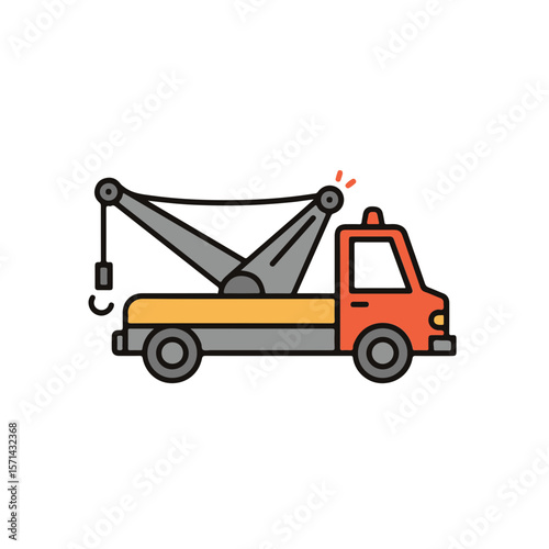 A vibrant and stylized illustration of a tow truck, ready to assist.