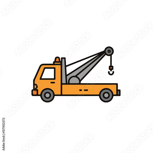A tow truck with a yellow cab is ready to work.