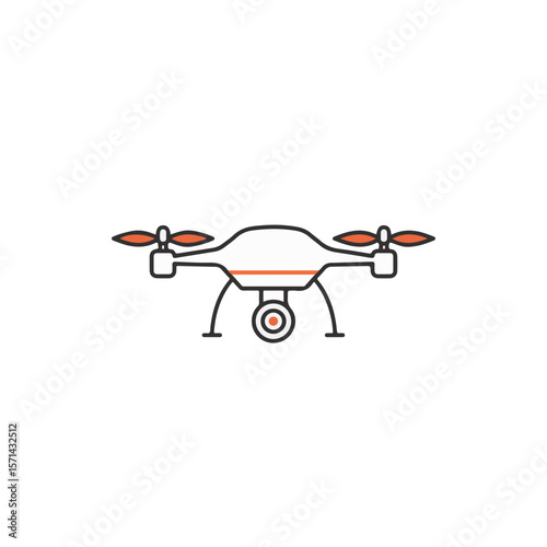Modern drone equipped with a camera ready for aerial photography.